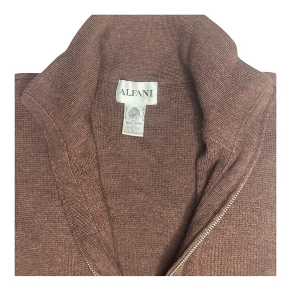 Alfani Men's Zip-Up Brown Sweater L 100% wool - Picture 4 of 5